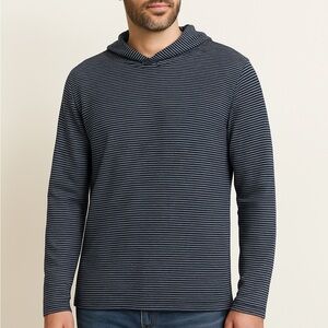 Vince Men's L Striped Hoodie Oullover Shirt Lightweight Navy White Casual